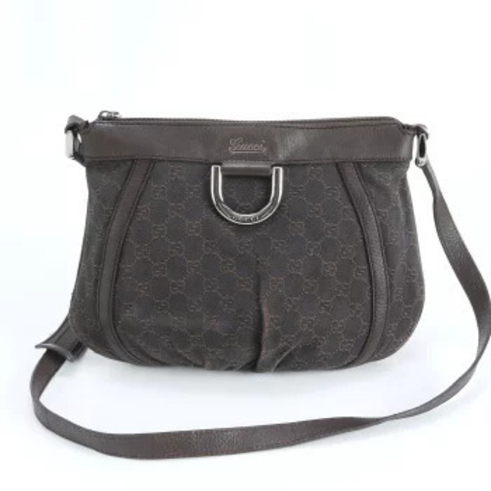 Gucci GG Canvas Abbey Leather Crossbody Bag Brown